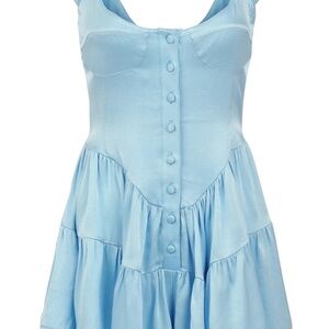 WORN ONCE Light Blue Sleeveless Button-Down Romper